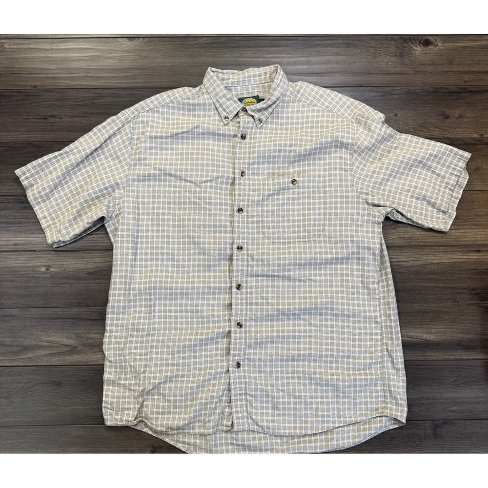 Cabela's Men's XL Tall Plaid Outdoor Gear Button Shirt Short Sleeve Workwear